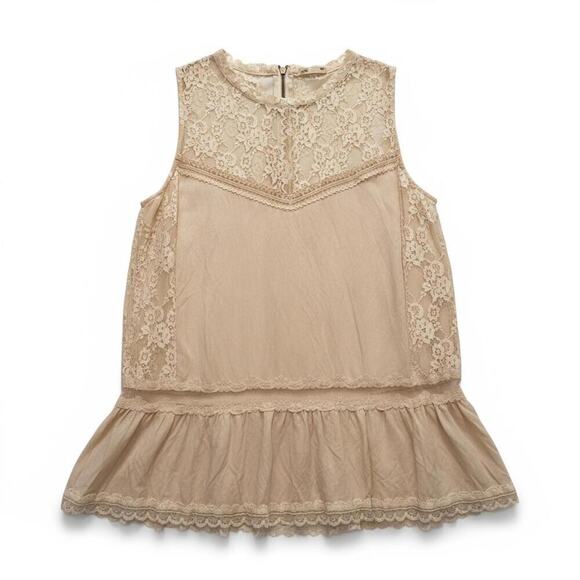 POL Tops - 037 POL Honey Gold Sleeveless Lace Top (Large, NWT)